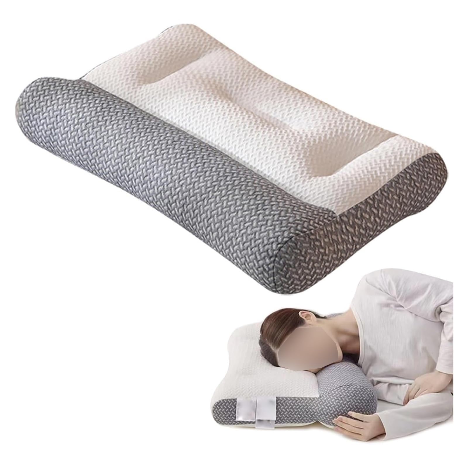 Oreiller de nuque ergonomique et orthopédique gris pour le sommeil