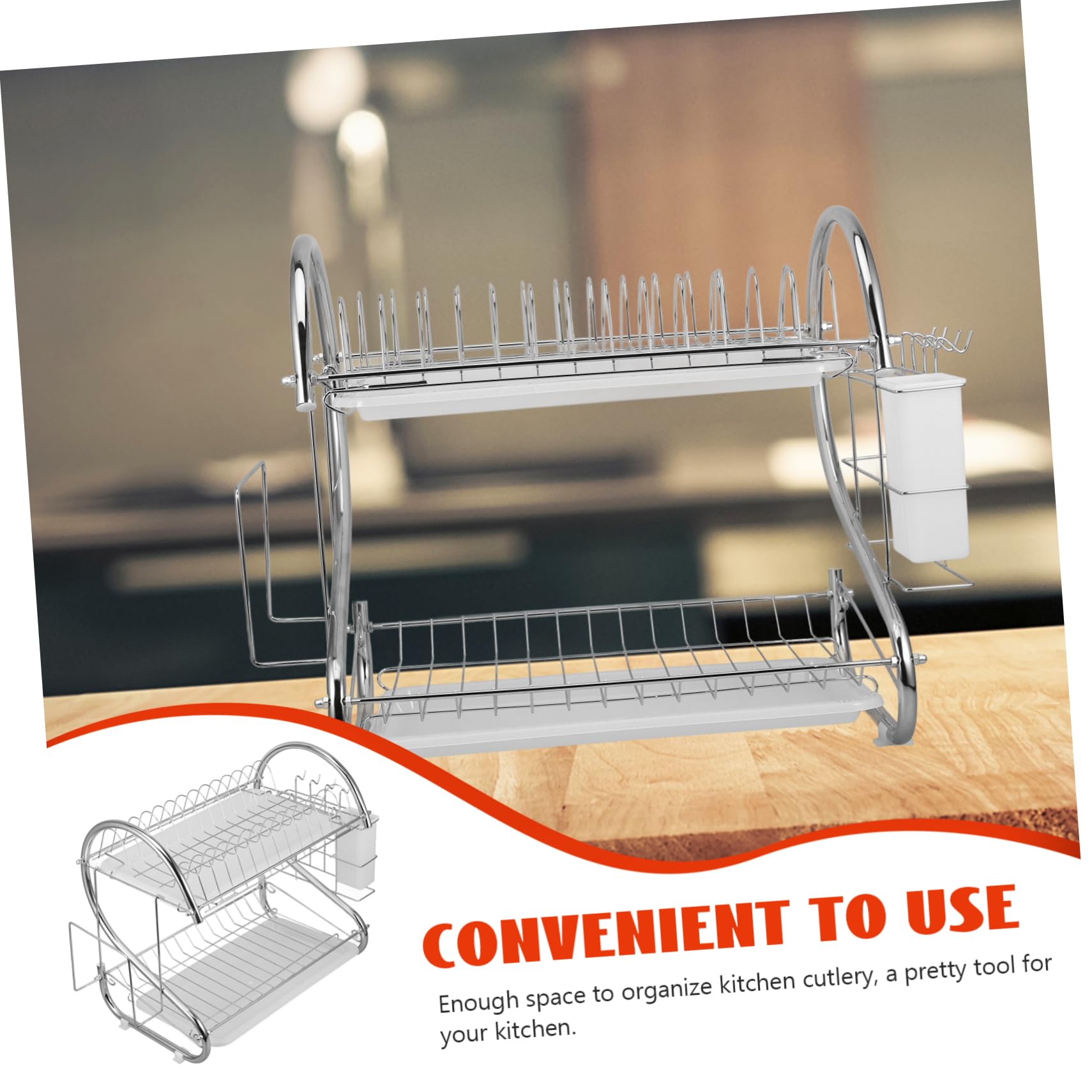 Mikinona Scaffale per Cucina a Doppio Strato in Acciaio Inox | Argento, Design Semplice e Finitura Curata, per Casa e Hotel, Supporto per Stoviglie e Posate