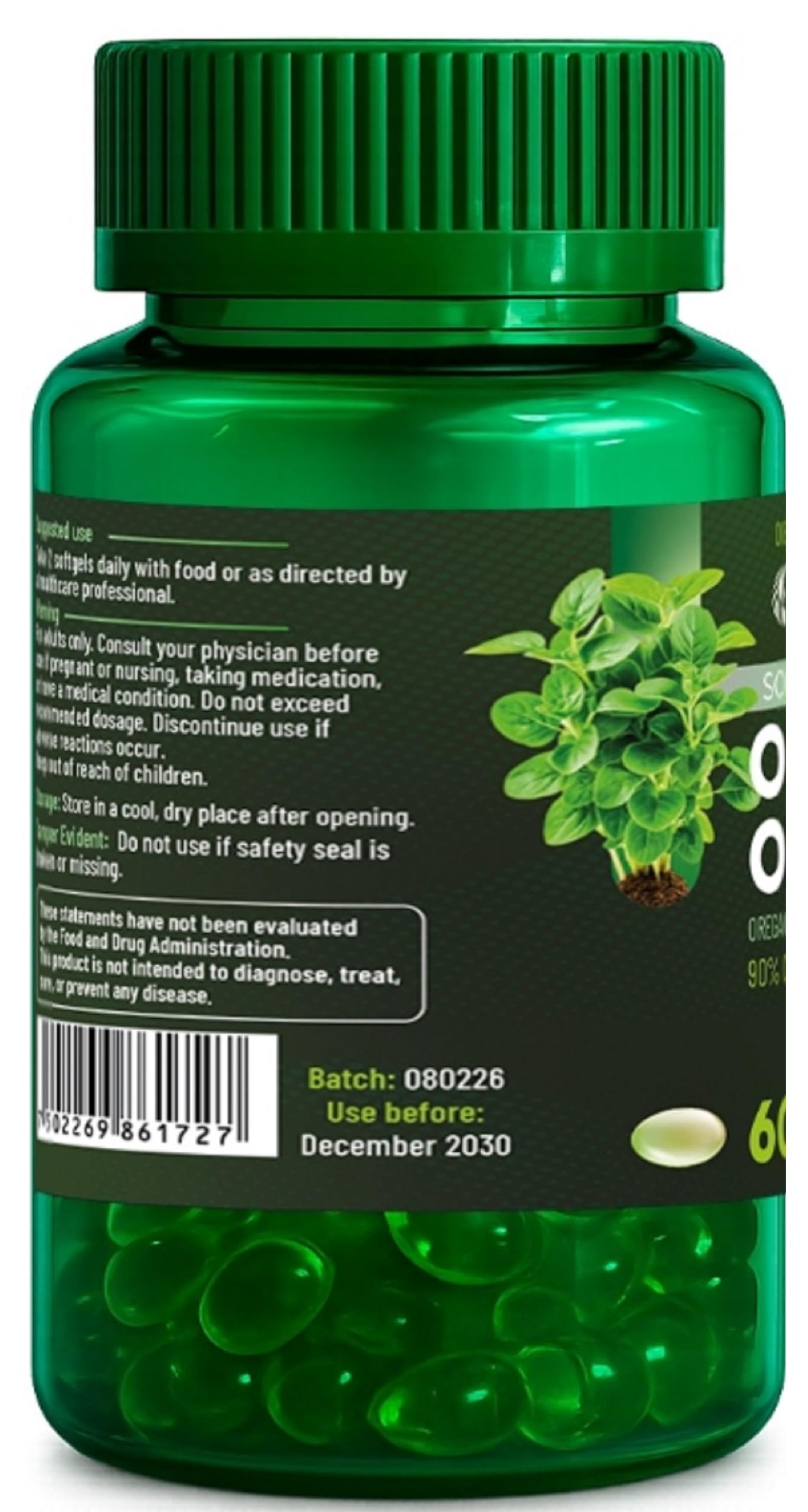 Lenico Comercializadora Oregano Oil Softgels 400 mg per Serving (60 Softgels) - 90% Carvacrol Standardized - Oregano Oil Capsules with Extra Virgin Olive Oil - Herbal Supplement for Daily Use — Amazon image 2