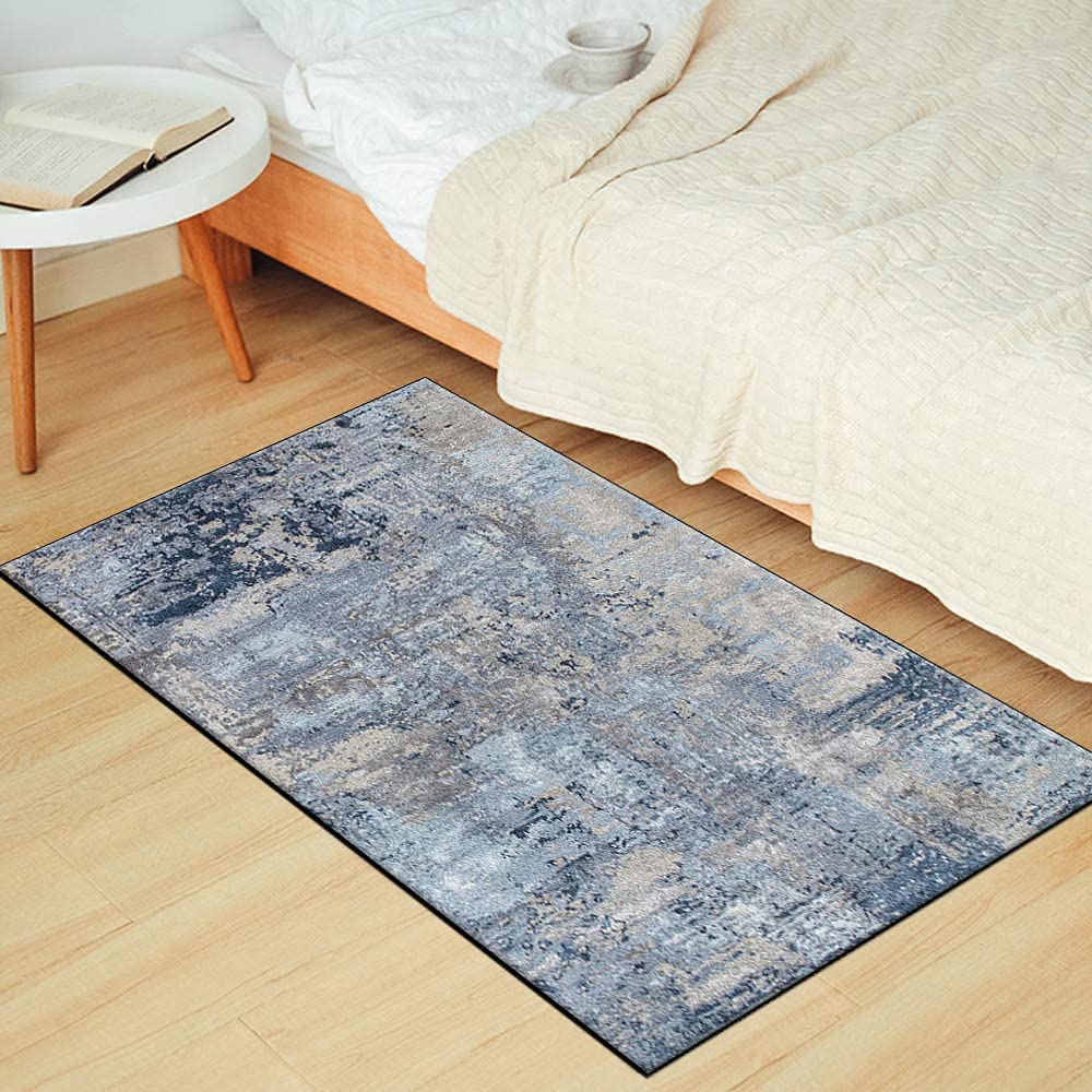 Grauer Abstrakter Teppichläufer - Waschbar & Rutschfest Für Flur & Küche