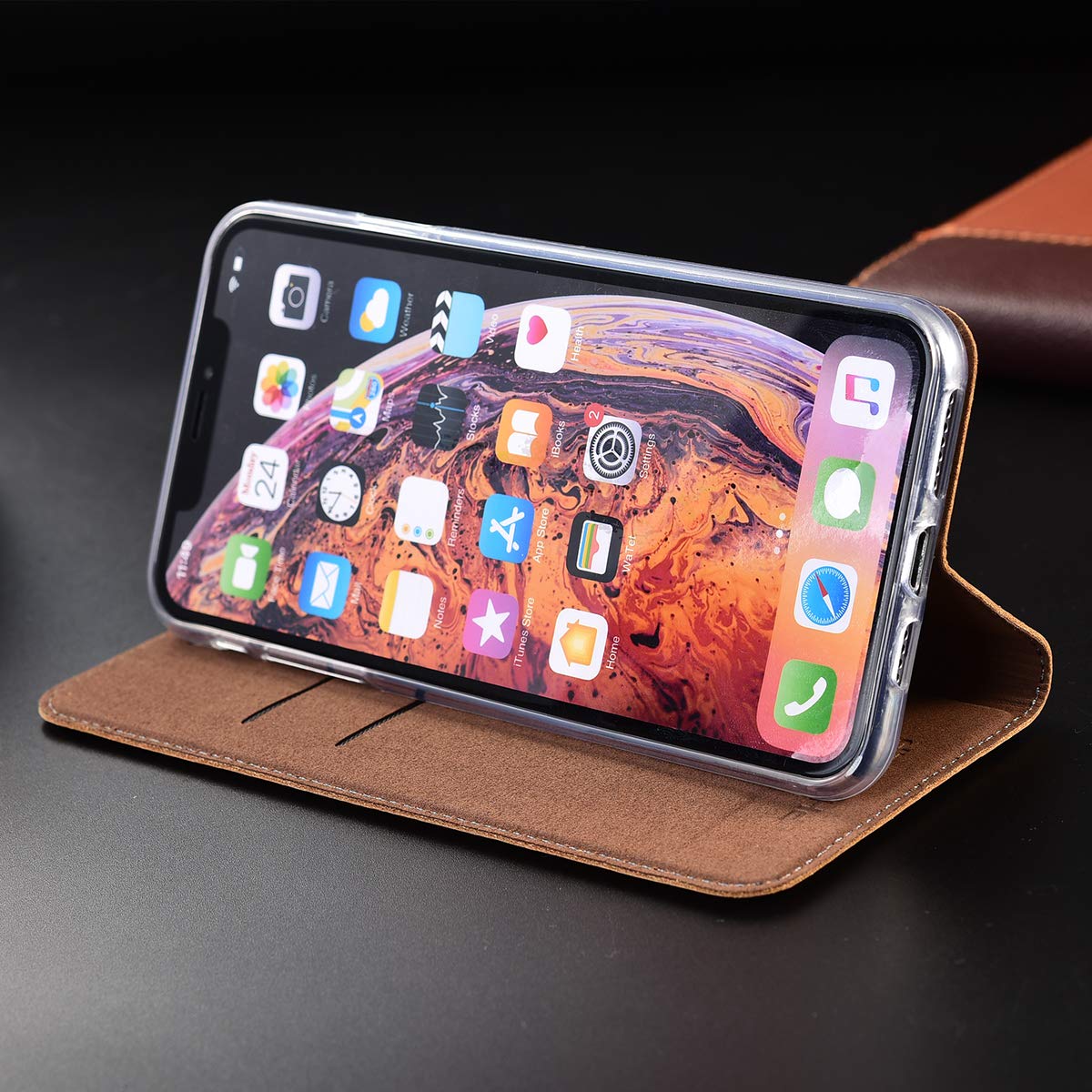 LTLCBBL Custodia per iPhone 13/13 Pro/13 Pro Max, in pelle divisa, con scomparti per carte di credito, chiusura magnetica, antiurto, colore marrone, 13 pro 6,1 pollici