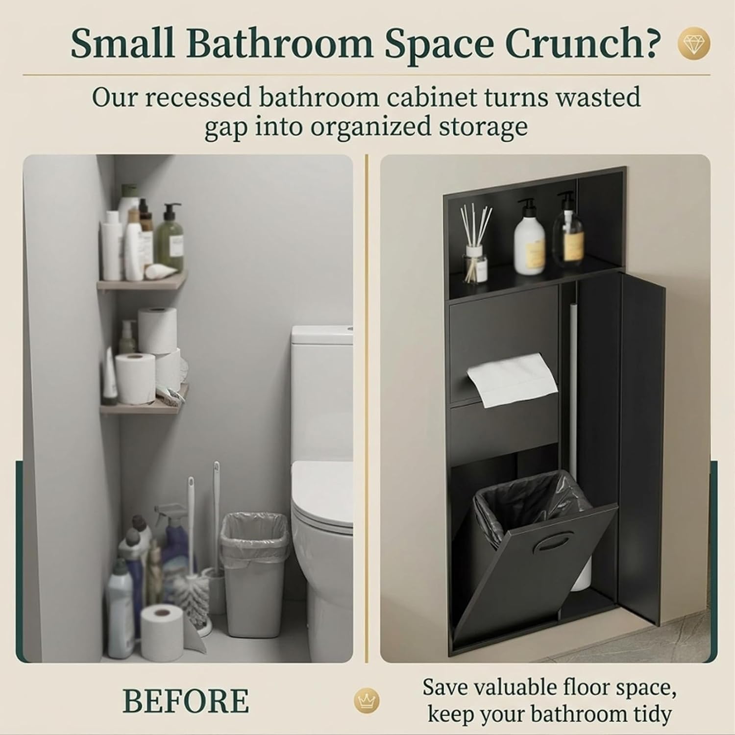 Recessed Wall Stainless Steel Shower Cabinet - Modern Bathroom Storage, Durable Water-Resistant Design, Space-Saving Organizer for Toiletries and Accessories