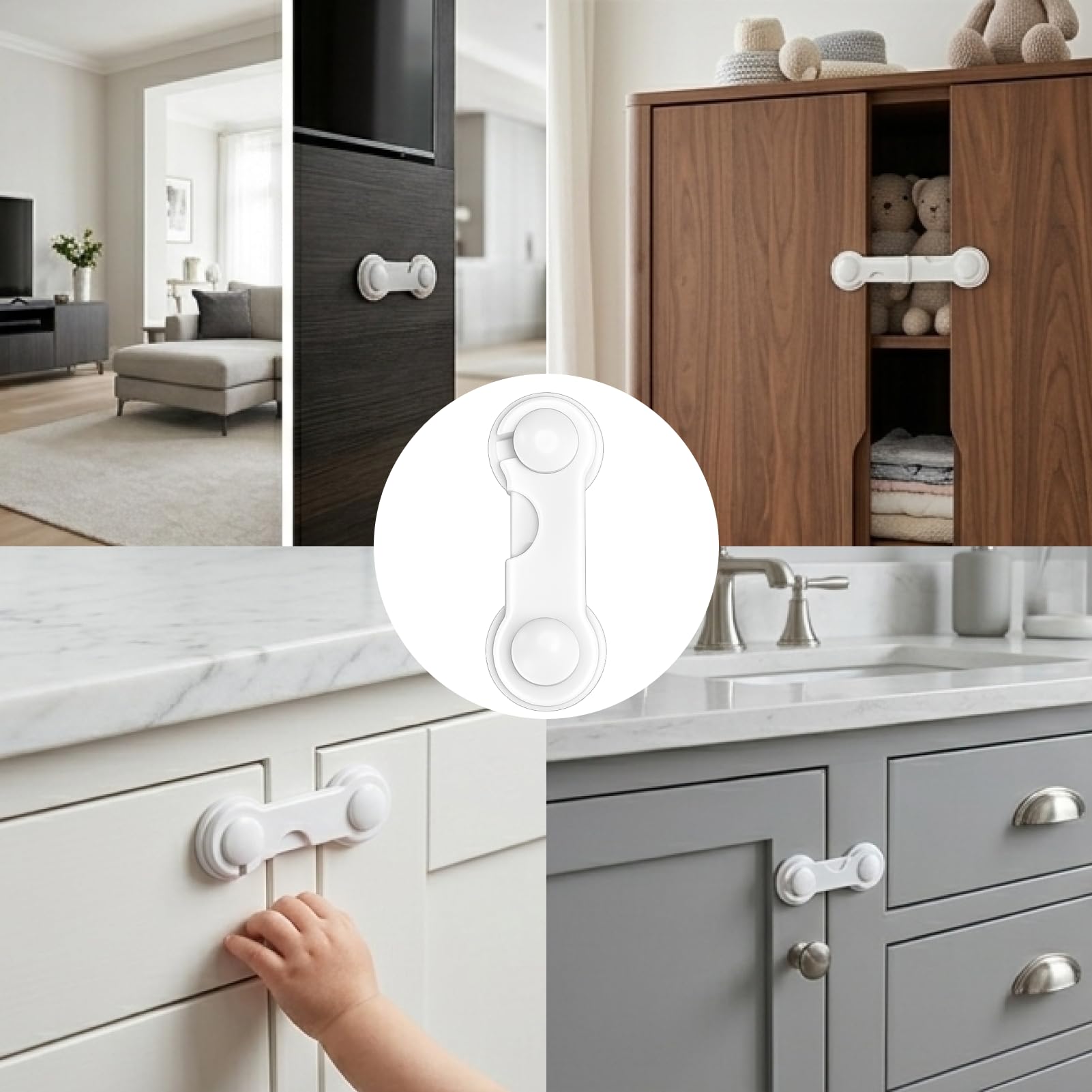 12pcs Securite Placard Enfant, Bloque Porte BéBé, Bloque-Portes, 9,5×3,7cm, Protection BéBé pour Placards, RéFrigéRateurs et FenêTres, Installation Facile Sans PerçAge, Durable et SûR