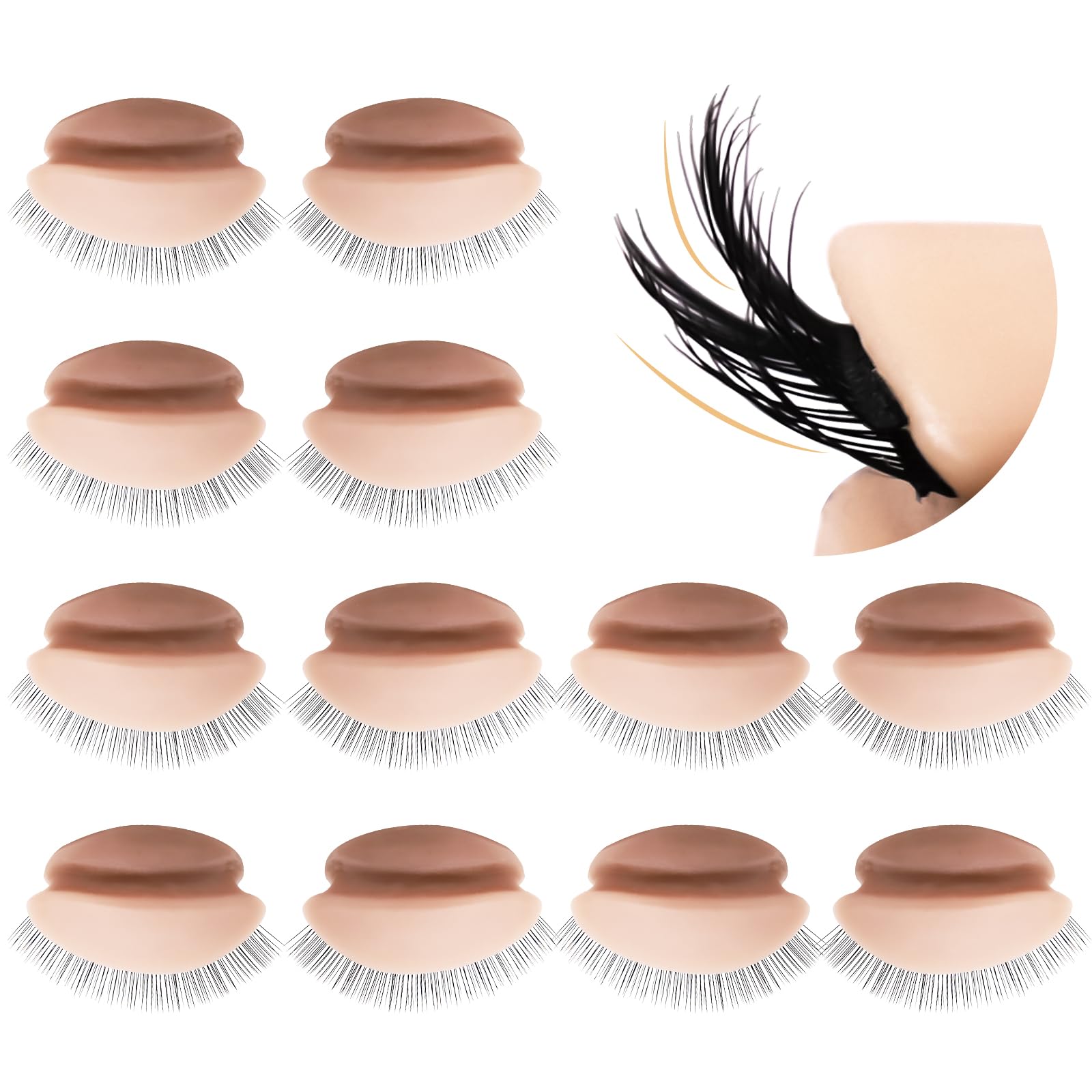 6 Pairs of Embagol Double-layer Replacement Eyelids Replaced Eyelids for Lash Extension Practice Lash Mannequin Head Training for Beginners