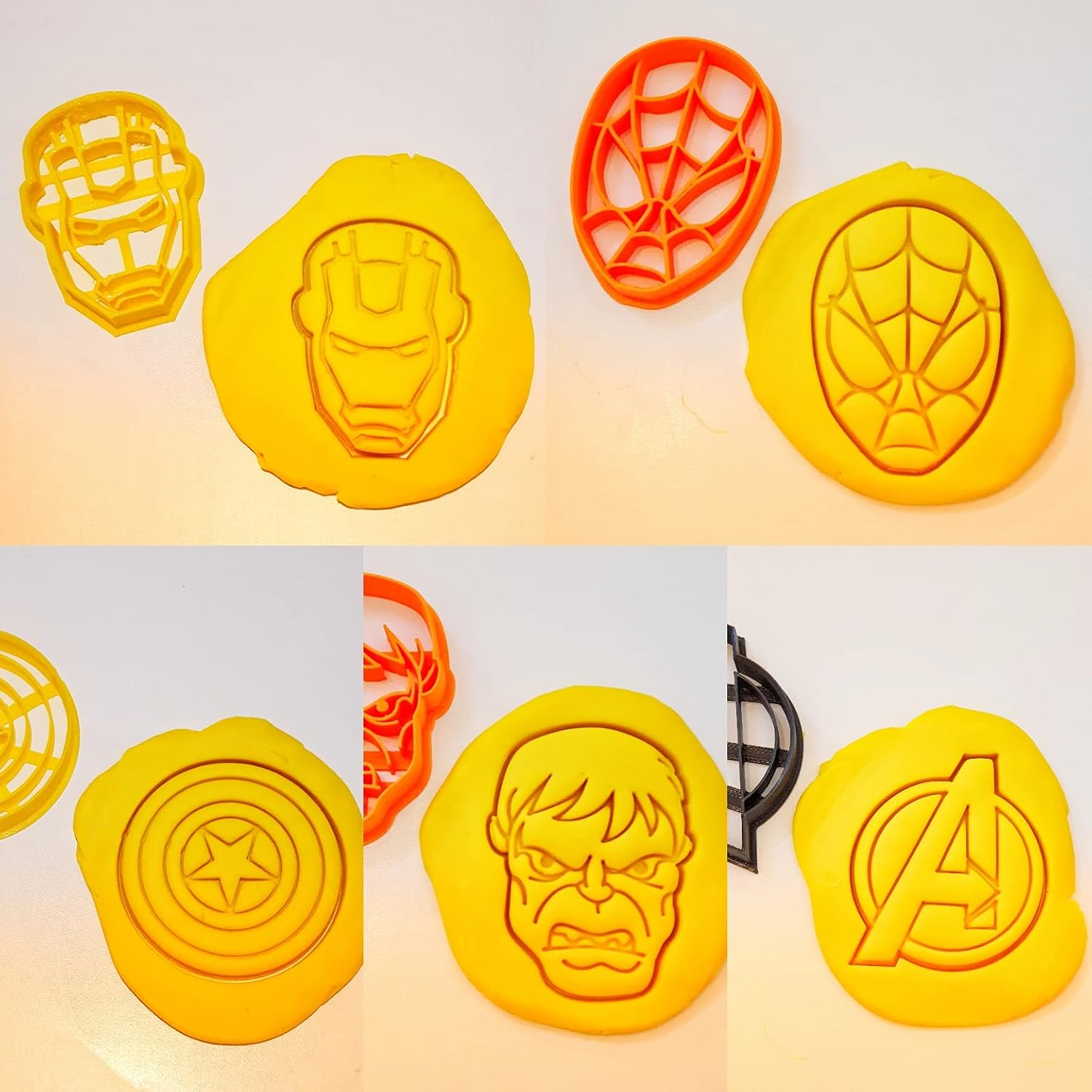 T3D Superheroes 5pcs Set Cookie Cutters, Ironman, Spiderman, Captain America, Hulk, A Insignia
