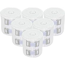 GT Elastic Bandage Wrap 2" Wide, 6 Pack - Reusable Compression Bandages with Durable Strong Metal Clips - Hypoallergenic Latex-Free Breathable Bandages - Ideal for Injuries, Joints, Knees & Sprains