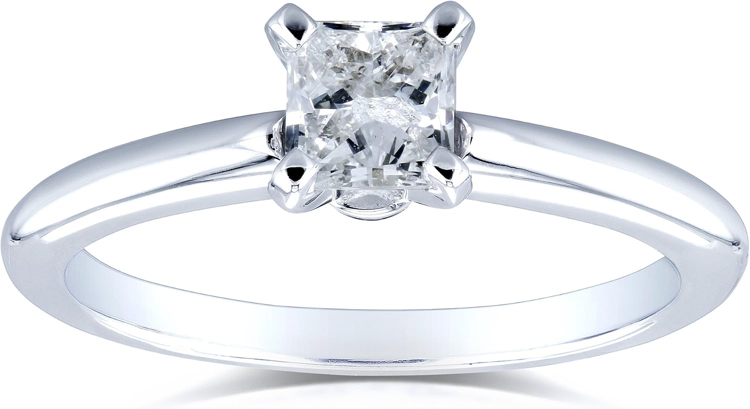 Kobelli Solitaire Princess Cut 1/2 Carat Diamond Engagement Ring in 14k White Gold