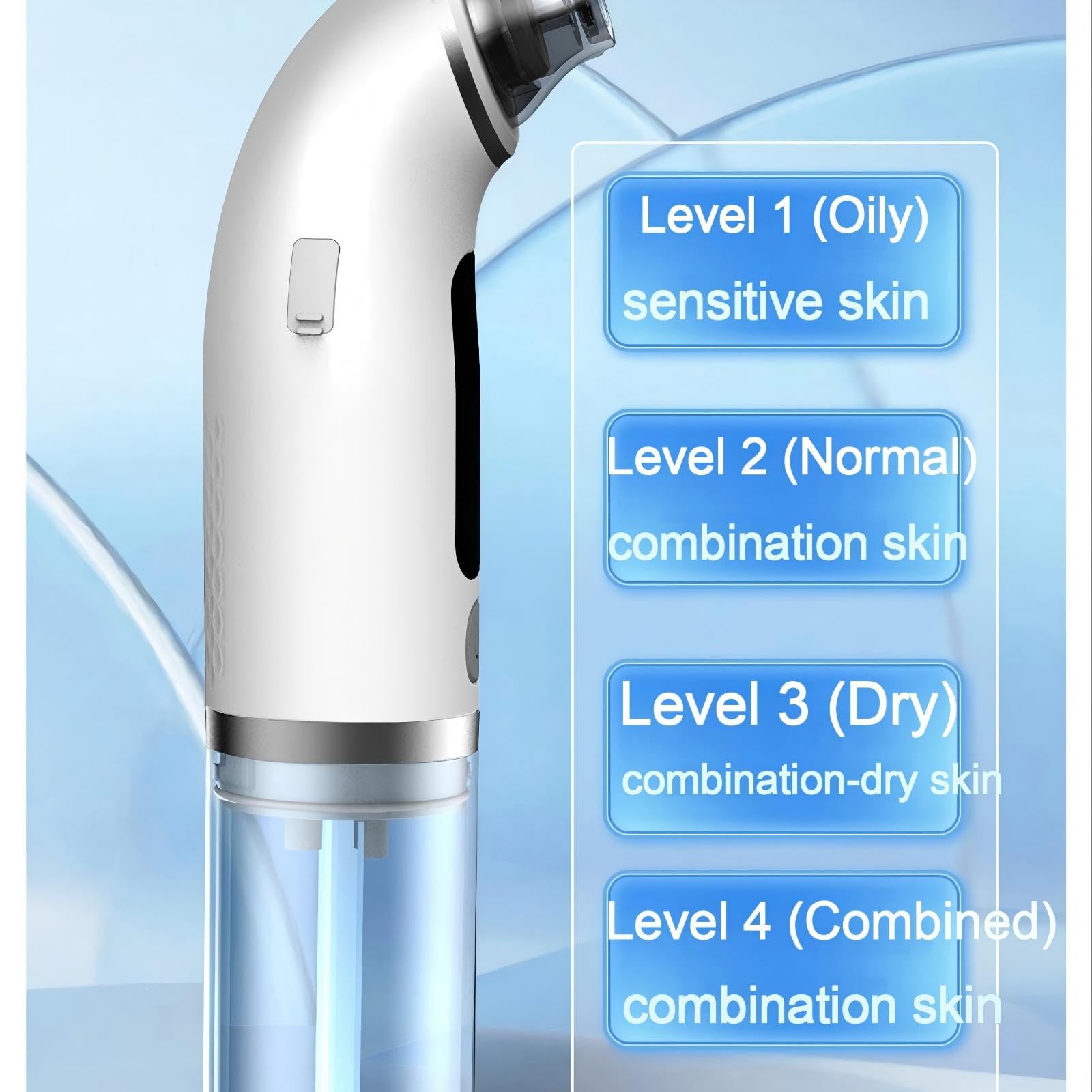 Aspiratore Punti Neri Professionale Ricaricabile, Rimozione Punti Neri e Pulizia Viso Profonda con 6 Testine e 4 Modalità, Aspira Punti Neri Elettrico per Donna e Uomo, Bianco