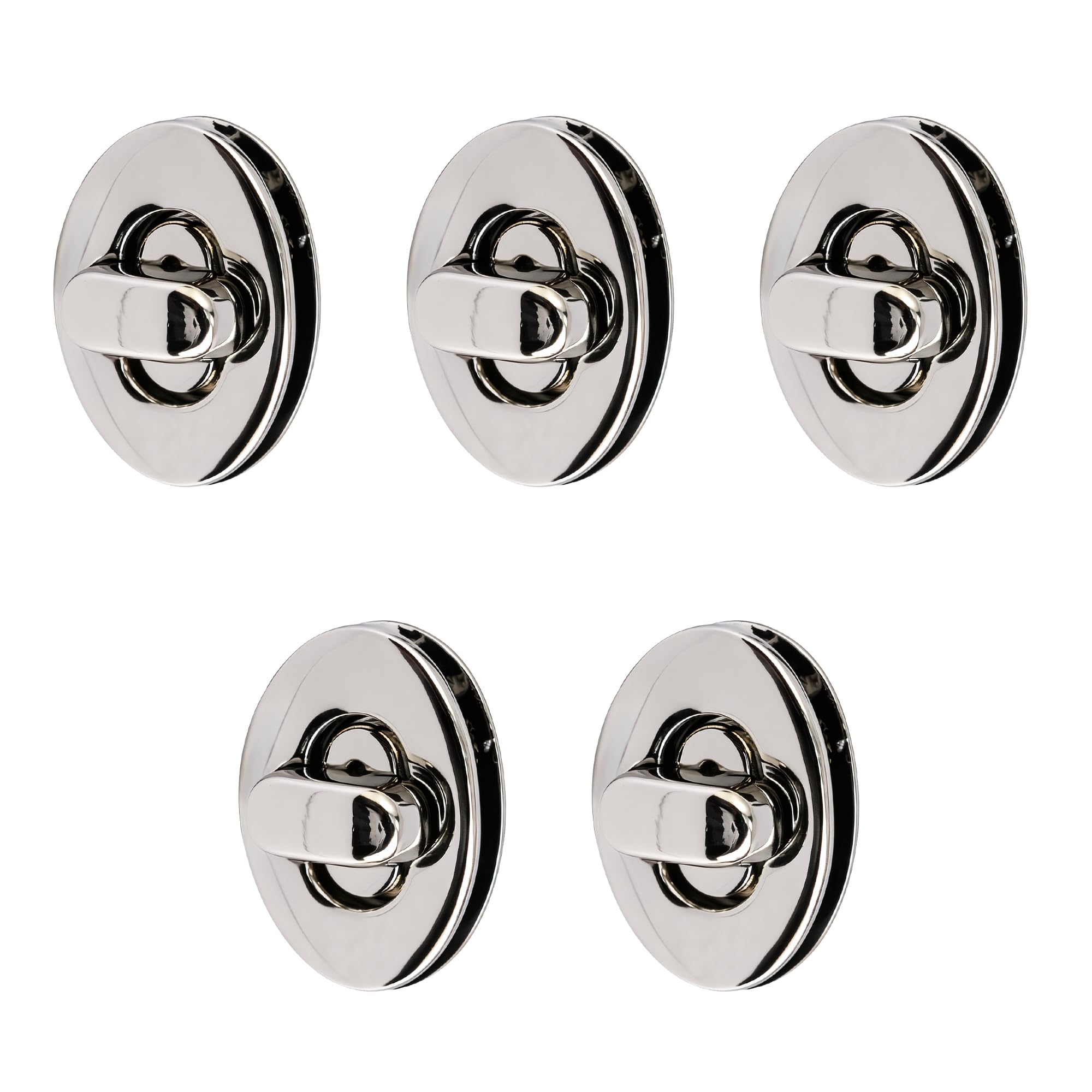 Trimming Shop Twist Turn Lock Oval Shape Bag Closure, Silver, 22x37mm-5pcs