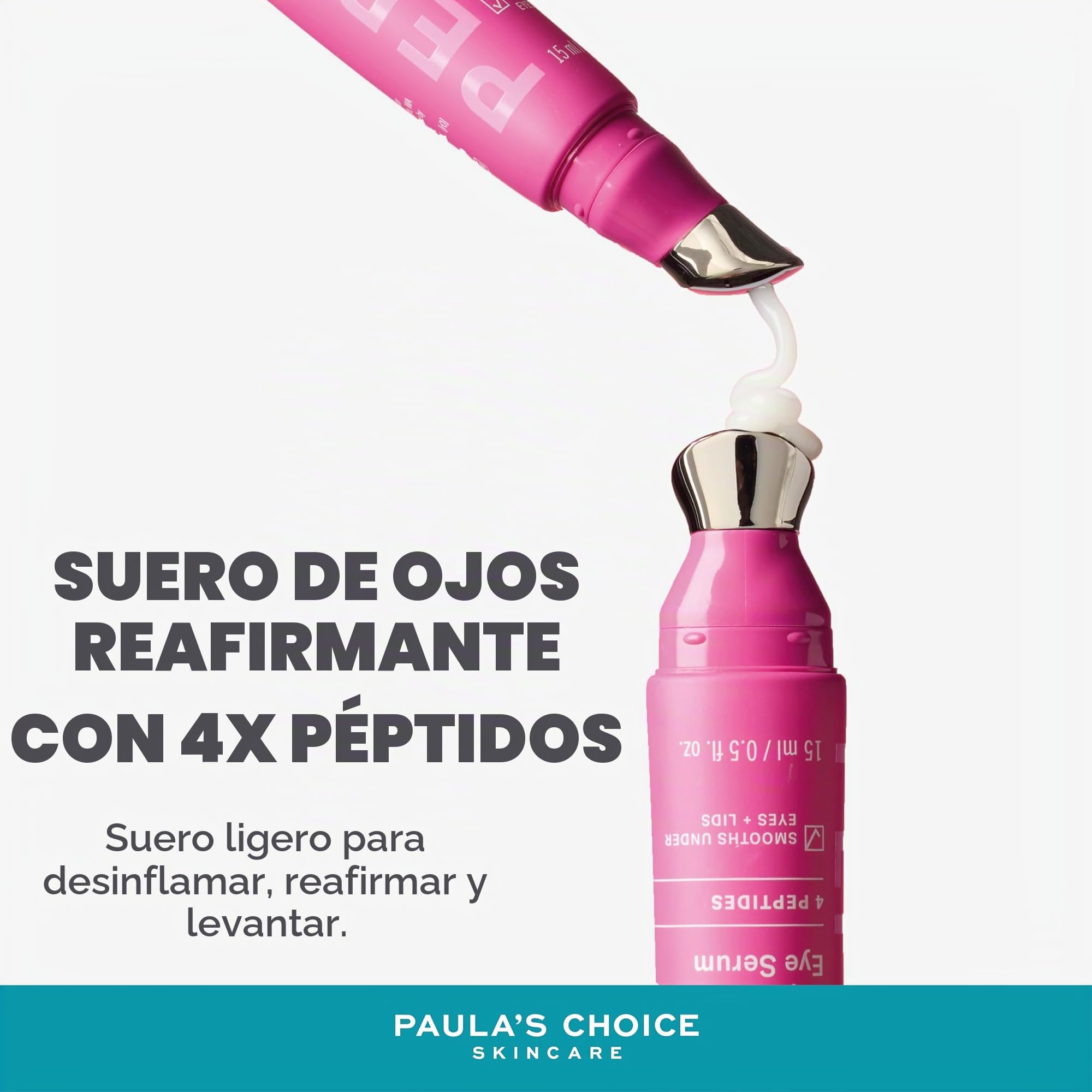 Paula's Choice Contorno de Ojos Pro-Colágeno Péptidos, Gel Crema, 15 ml | Gel Ligero sin Fragancia - Sérum Ligero Para Ojos Con Aplicador Metálico - Reduce Arrugas Y Patas De Gallo - Hidrata La Piel