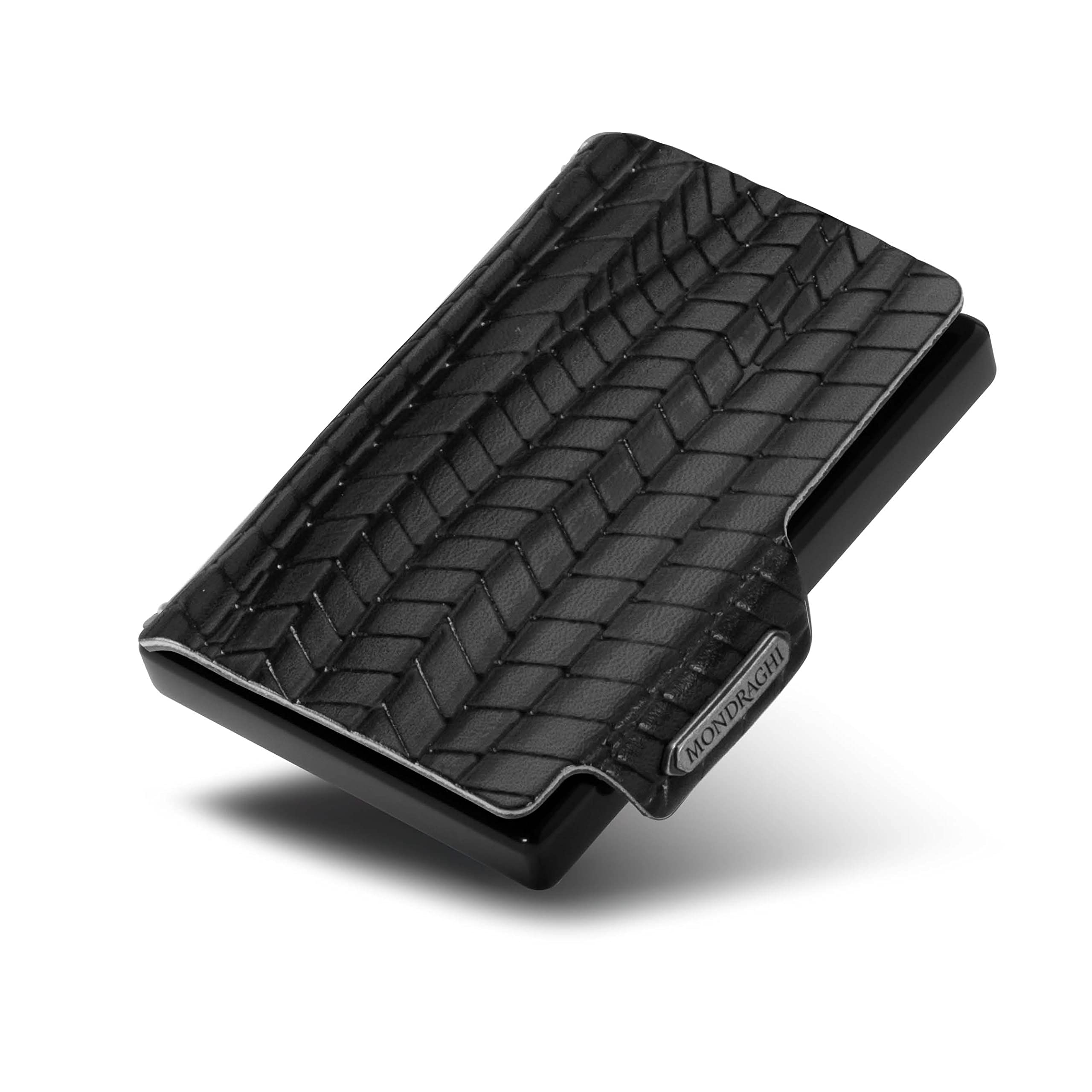 MONDRAGHI® Mini-Geldbörse Ultraleicht, Slim - Kreditkartenetui und Kartenetui mit Münzfach, echtes Leder - Klein und Tasche | Evolution, schwarz, Kartenhalter, Geldscheine, Münzfach…