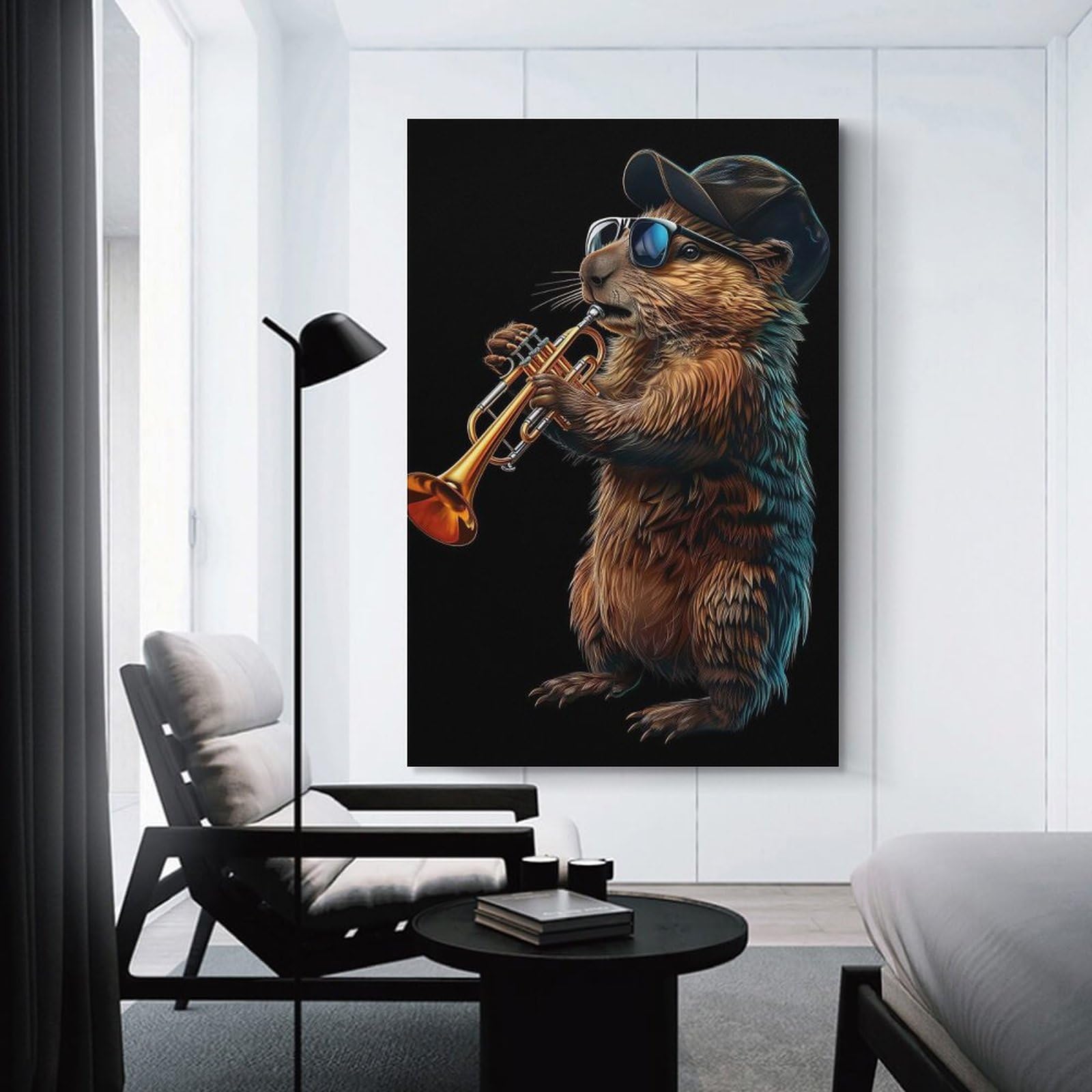 Junmoney Beaver Trumpet Hanging Wall Art, 24x36inch(60x90cm), for Bedroom Walls, Guest Spaces Or Lounges, An Easy Wall Refresh for Bedrooms