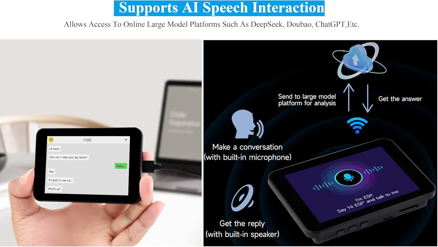 ESP32-S3 3.5inch Capacitive Touch Display Development Board, ESP32 with IPS LCD 320×480, 262K Color, Support W-Fi and BLE 5,Support AI Speech Interaction, Comes with Case and OV5640 Camera