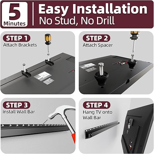 Miniatura 6 de Soporte de pared para TV sin pernos, soporte de pared para TV de 22 a 55 pulgadas, soporte de TV para paneles de yeso con capacidad para hasta 100