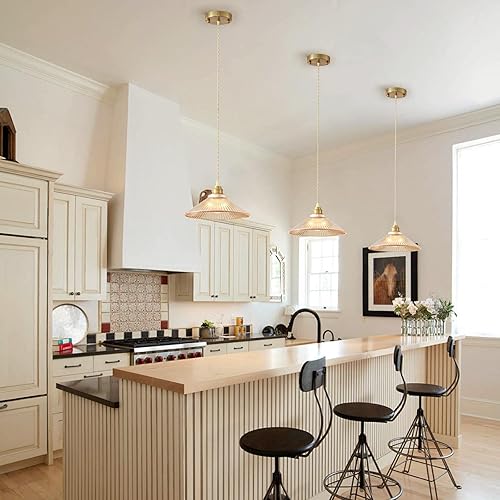 Miniatura 2 de Lámpara colgante para isla de cocina, moderna lámpara colgante para comedor, luces colgantes ajustables con pantalla de vidrio para dormitorio,