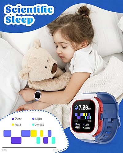 Miniatura 4 de Reloj inteligente para niños, rastreador de actividad física con podómetro, monitor de frecuencia cardíaca, monitor de sueño, relojes despertadores,