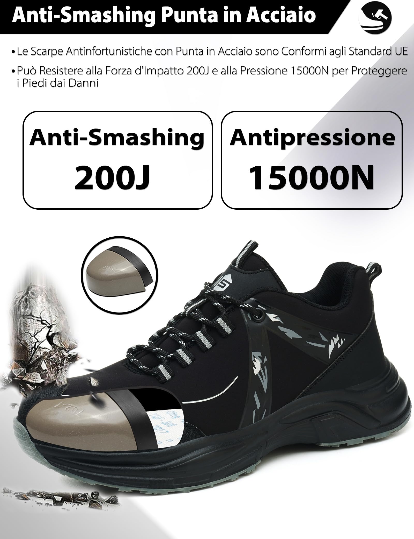 Scarpe Antinfortunistiche Uomo Scarpe da Lavoro Donna Leggere Comode Scarpe da Sicurezza Traspiranti Antiscivolo