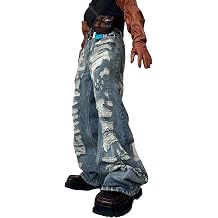 FCOOLYEET Flare Jeans Men Y2k Bootcut Baggy Ripped Jeans Streetwear Bell Bottom Destroyed Demin Jeans