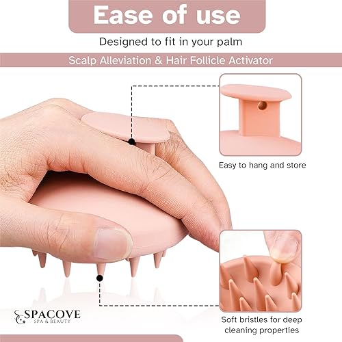 Miniatura 4 de SPACOVE - Masajeador de cuero cabelludo para el crecimiento del cabello con silicona suave, cepillo de champú para eliminar la caspa, cepillo de