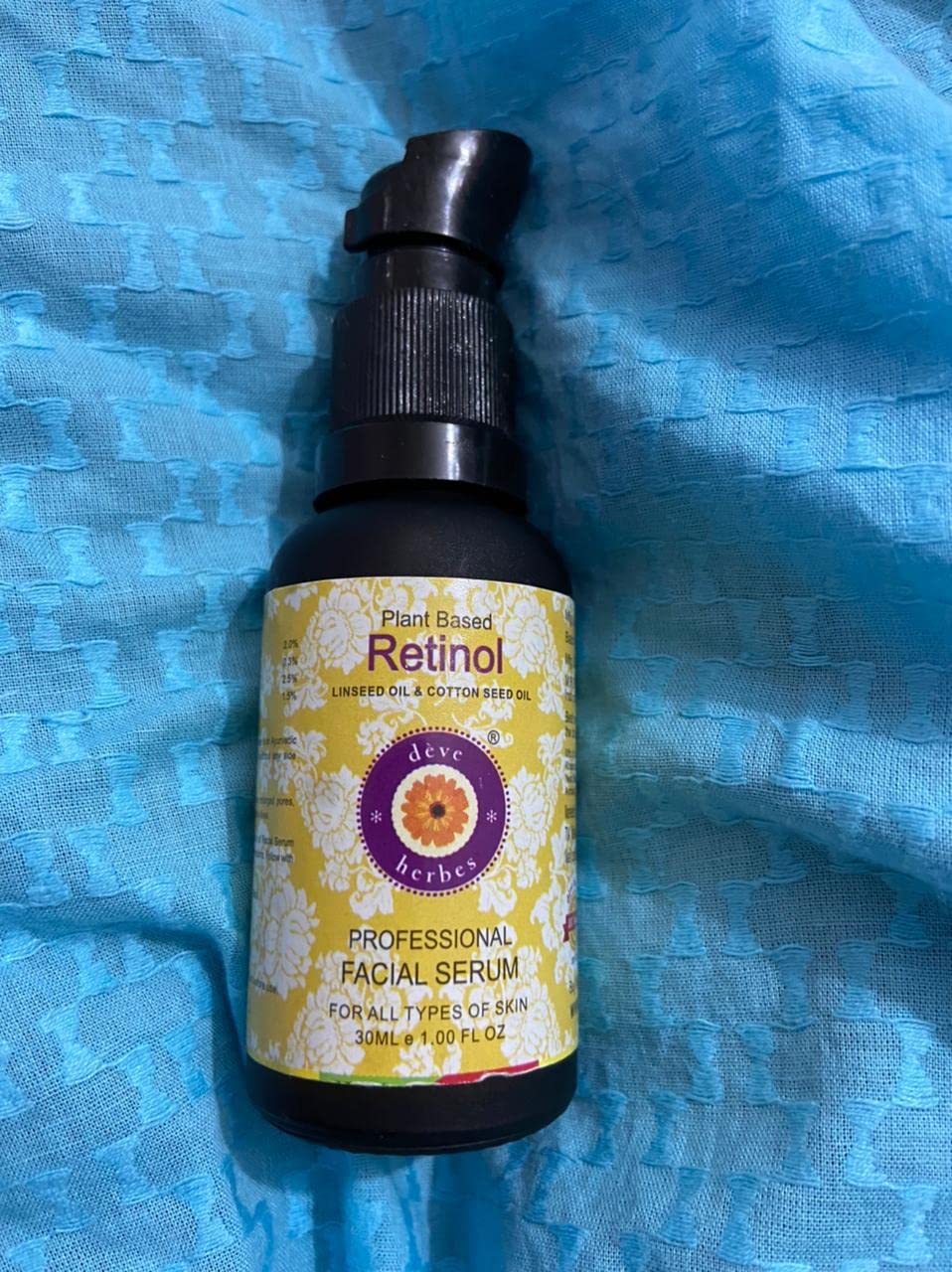 dève herbes Plant Based Retinol Face Serum with Linseed & Cotton Seed Oil for Personal Care 30ml (1 oz) with Free Pure Vitamin E Oil 10ml (0.33 oz)