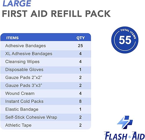 Miniatura 2 de Paquete de recambio de botiquín de primeros auxilios (contiene paquetes de hielo adicionales, cintas, envolturas, vendajes y más)