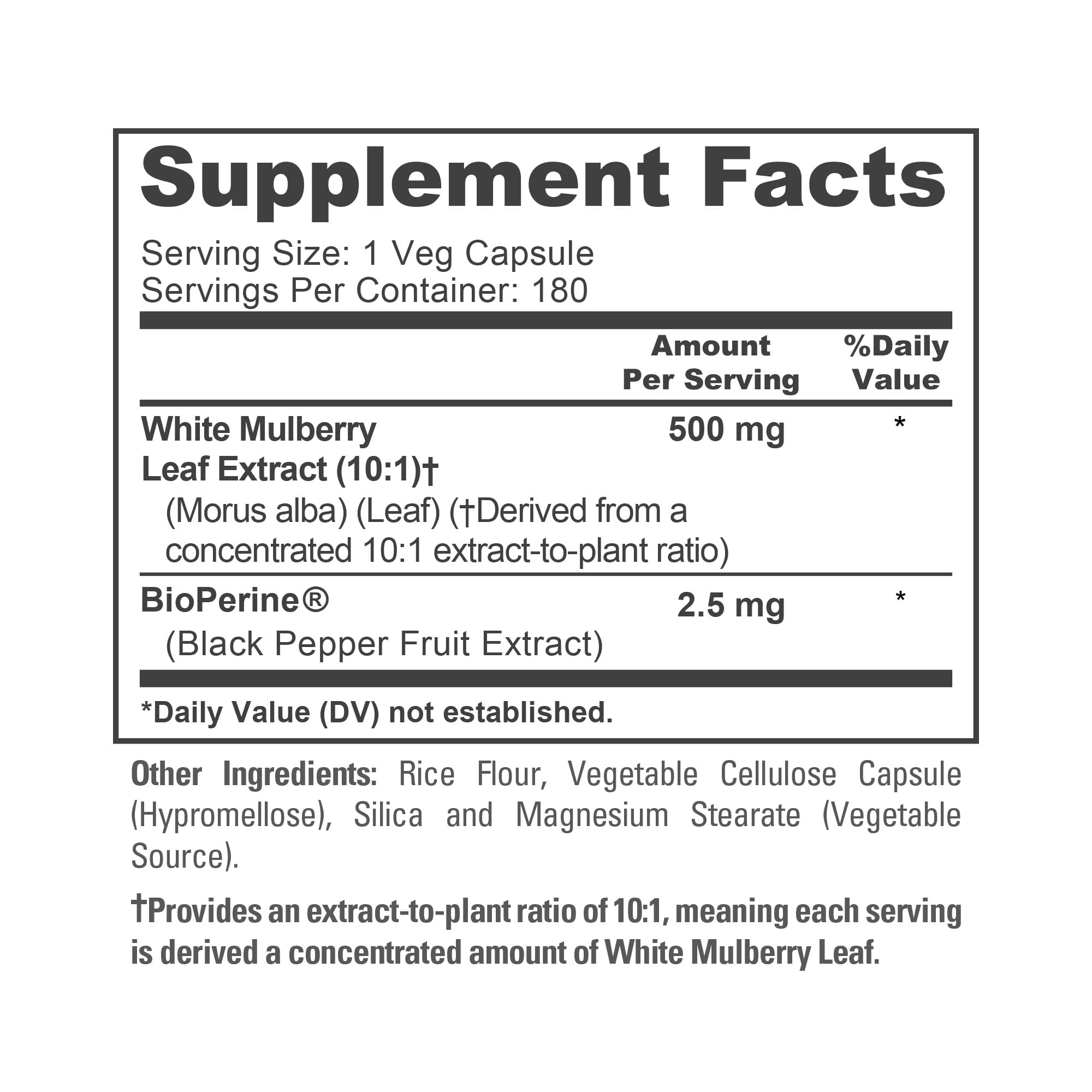 White Mulberry Leaf, Vegan, 500mg, 180 Veg Capsules - 180 Servings — Amazon image 4