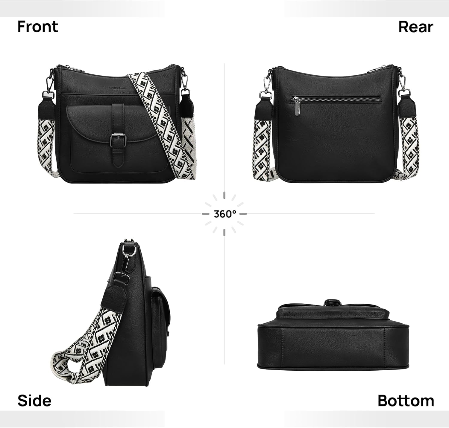 Crossbody Bags for Women Leather Purses Medium Hobo Shoulder Handbags Anti Theft Travel Purse with Wide Strap - Image 7