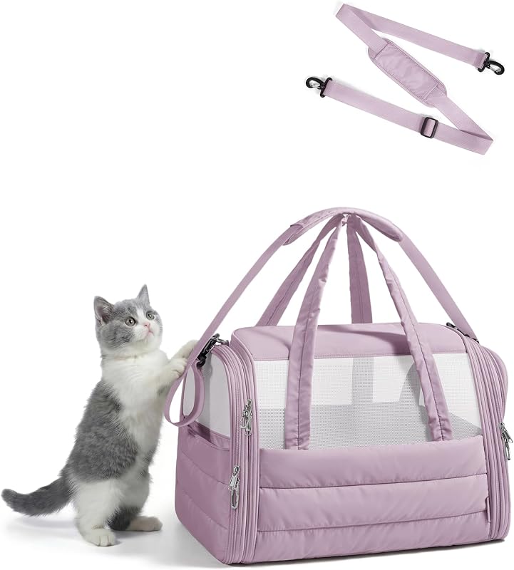 Bolsa de Transporte para Gatos BAGSMART com Estrutura Dobrável e Tecido Matelassê Impermeável, 46,0 x 28,0 x 28,0 cm, 907 g