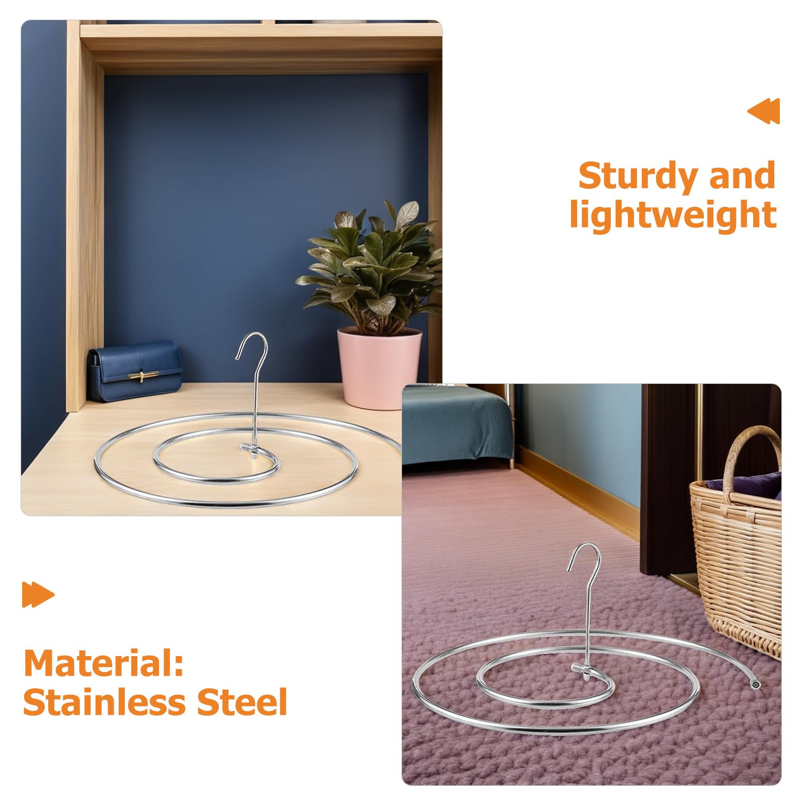 Set 3 Grucce a Spirale in Acciaio Inox 8mm per Lenzuola e Trapunte, Stendibiancheria Circolare Regolabile Salvaspazio per Interni ed Esterni Custodia Portatile