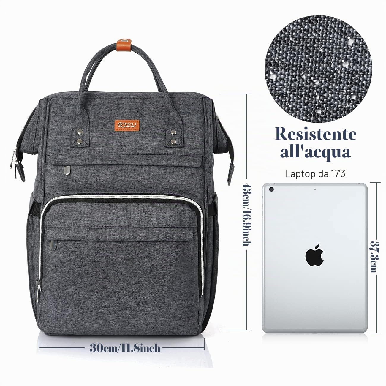 Zaino da Donna,17.3 Pollici cno Porta PC con Porta di Ricarica USB & Tasca RFID per Scuola,Lavoro,Viaggio (Grigio scuro 17in)