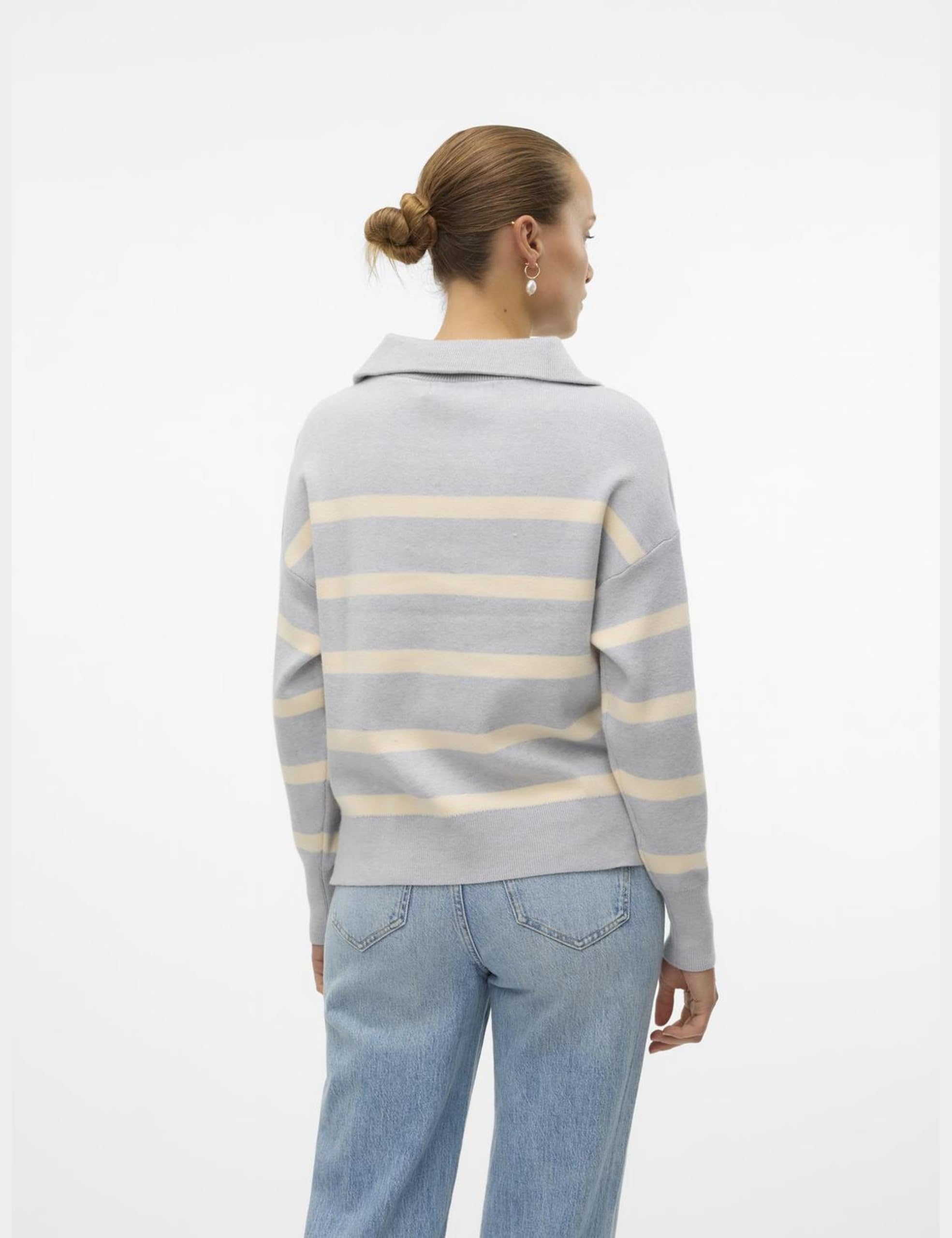 VERO MODA Sweter Kobiety Vmsaba Stripe Ls Highneck Blouse Ga Noos