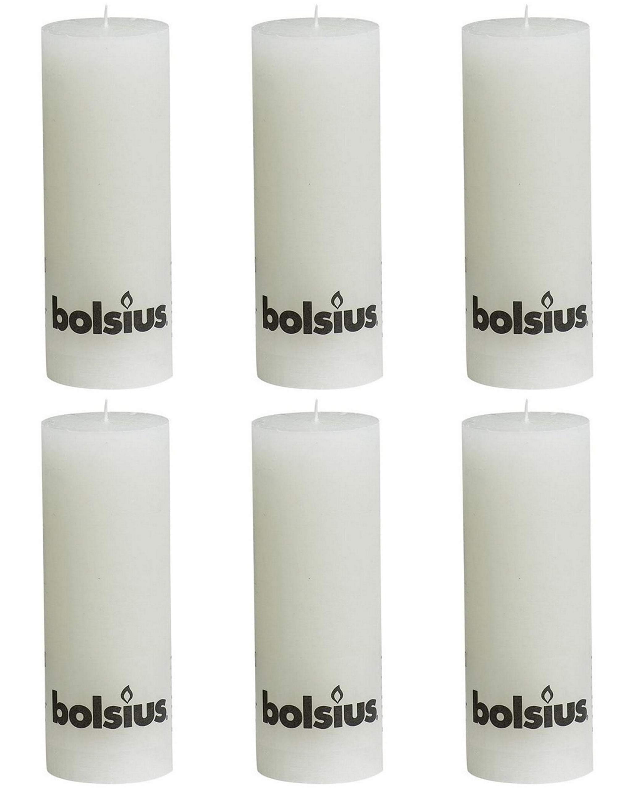 bolsius 6 Stumpenkerzen Rustic 190/68, weiß - Kerze - Unparfümiert - Haushalt/Kerzen