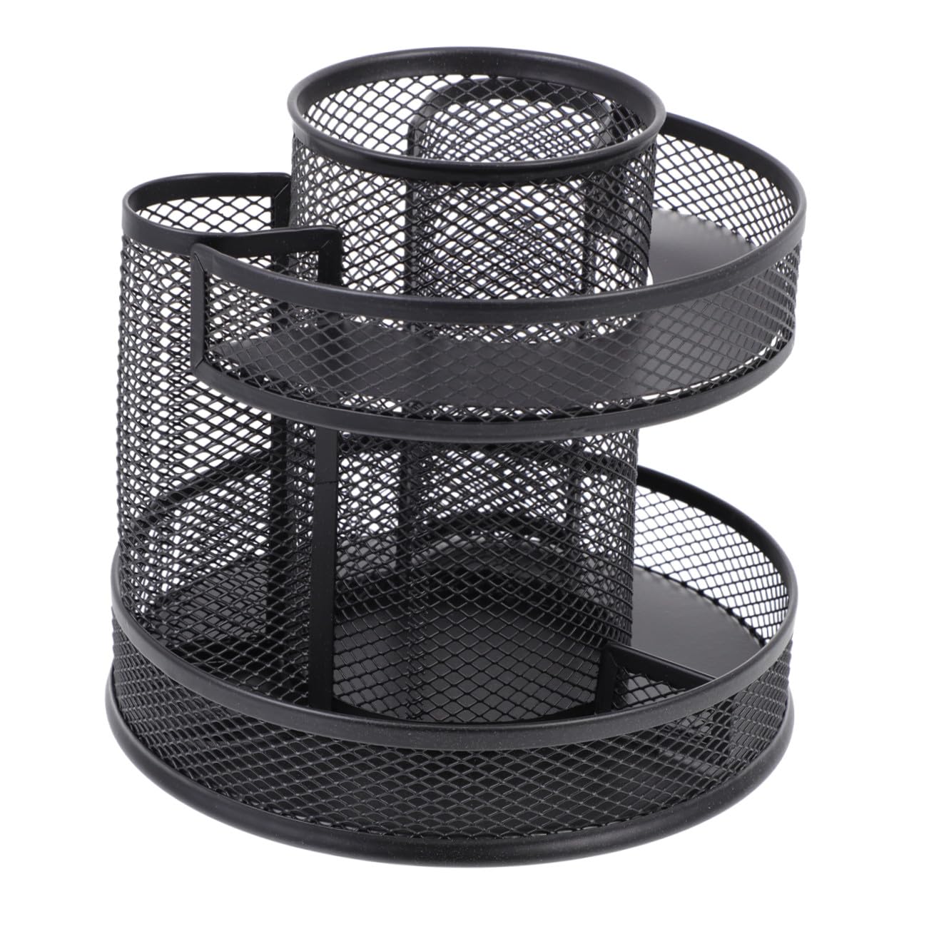 HOMSFOU Portapenne Girevole in Ferro Premium Rotante Organizer Scrivania Multi-scomparti per Penne Pennelli e Accessori Portaoggetti Ufficio e Casa Nero