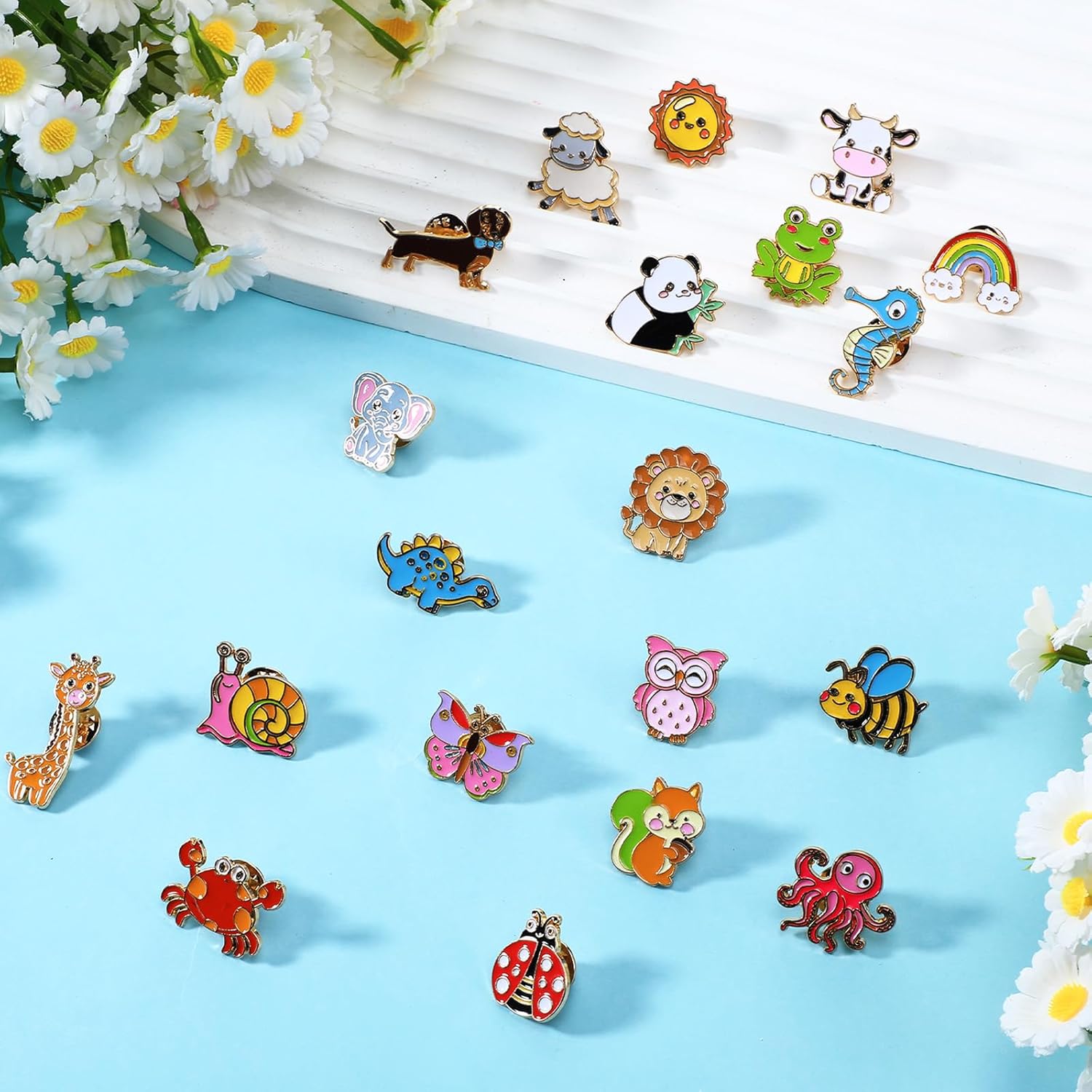 Hoteam 60 Pcs Cute Spring Enamel Pins for Backpack Cartoon Animals Lapel Brooch Bulk Funny Trading Pins Bulk for Hat Clothes Cute Christmas Party Favor Gifts Decorations - Image 2