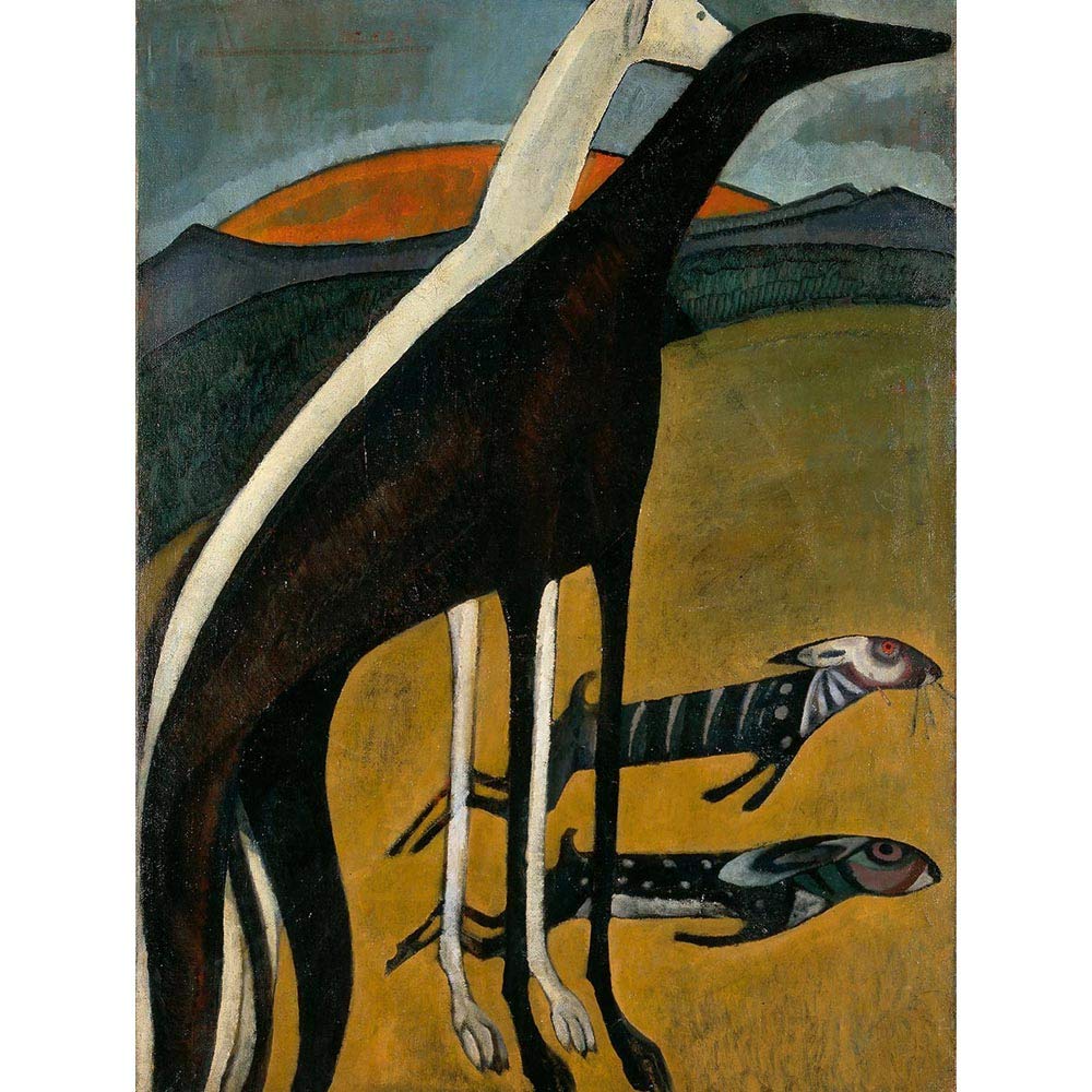 Wee Blue Coo De Souza-Cardoso Greyhounds Art Print Poster Wall Decor 12X16 Inch