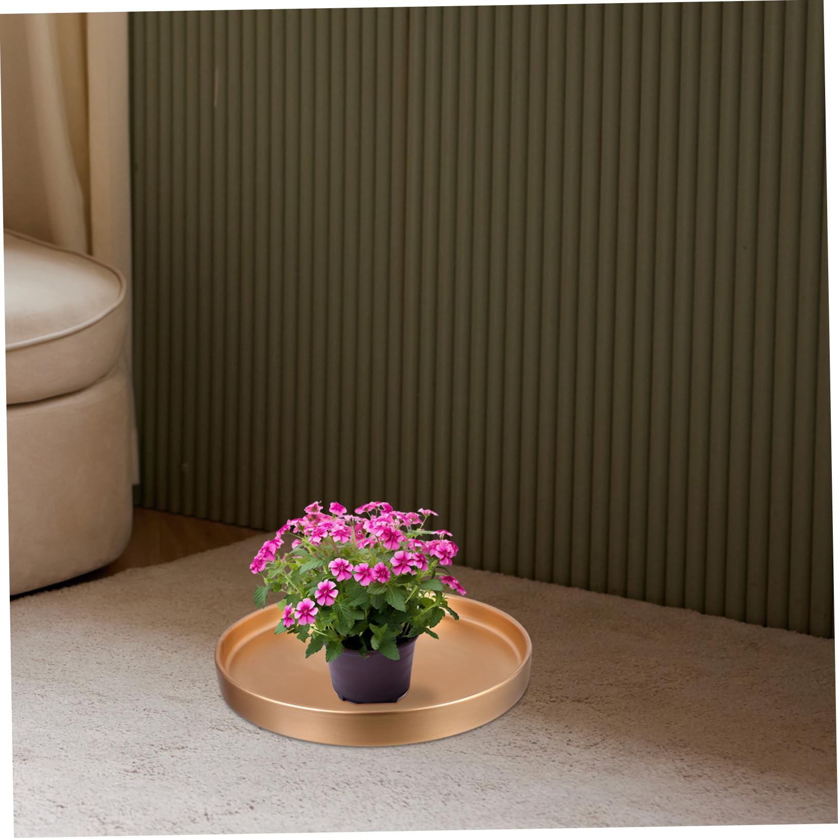 Milisten Ceramiczny Talerz Rośliny Cali Złoty Ceramiczny Podstawka Do Doniczek Okrągły Talerz Wodę Wygodne Rozwiązanie Do Pielęgnacji Roślin Wytrzymała Konstrukcja