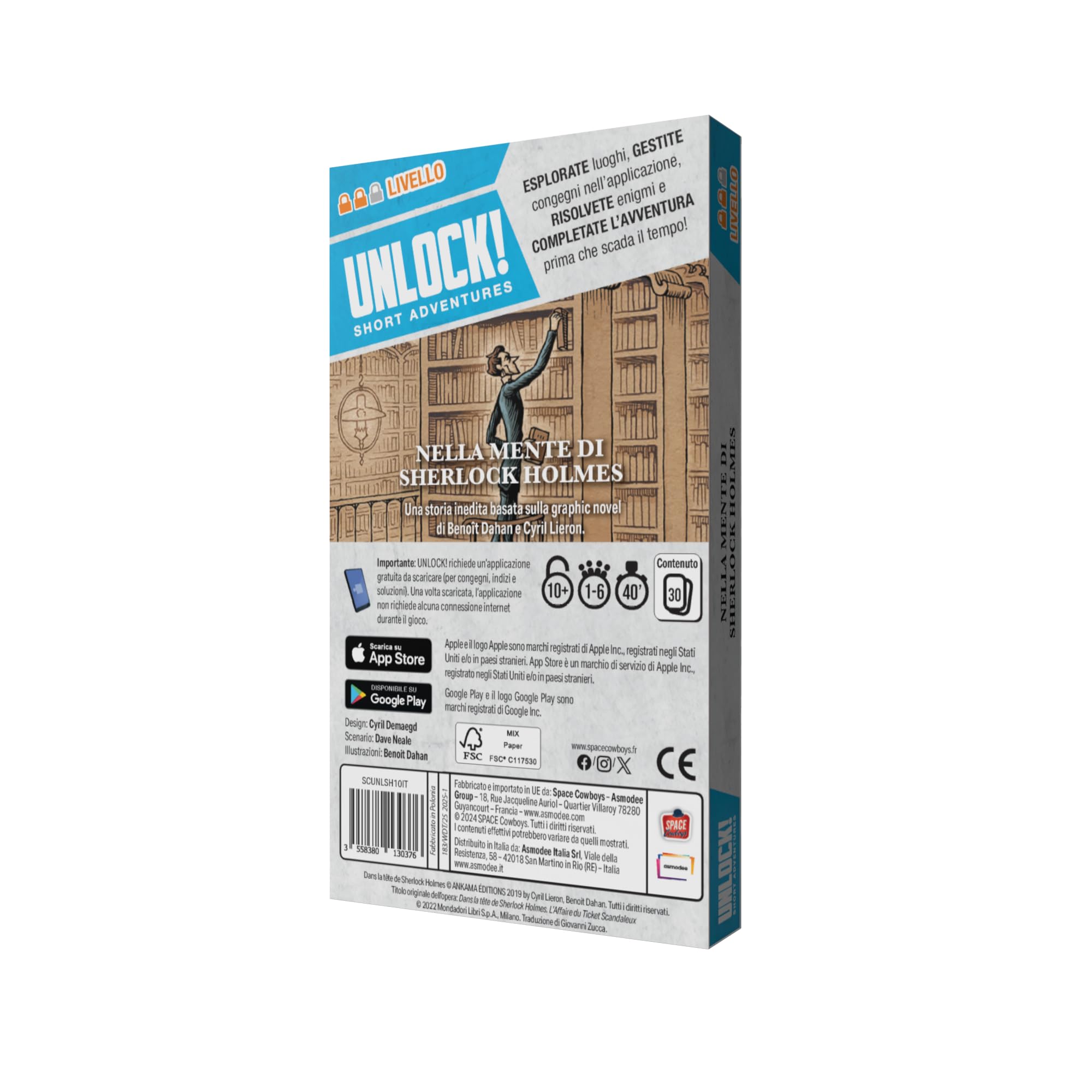 Asmodee Unlock! Short Adventures - Nella Mente di Sherlock Holmes, Gioco da Tavolo di Enigmi, 10+ Anni, 1-6 Giocatori, Edizione in Italiano