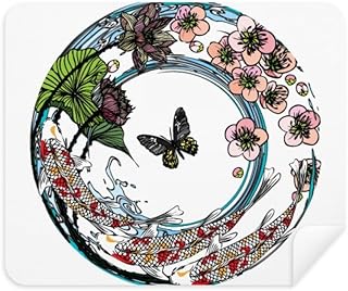 Carp Sakura Lotus Pattern Geometry Cleaning Cloth Screen Cleaner 2pcs Suede Fabric