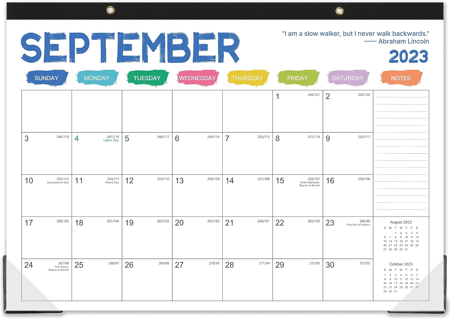 Desk Calendar 2023-2024 - 2023-2024 Desk Calendar, 16 Monthly Desk/Wall Calendar 2-in-1, 16.8" x 12", Sep 2023 - Dec 2024, Thick Paper with Corner Protectors, Large Ruled Blocks - Colorful Lump
