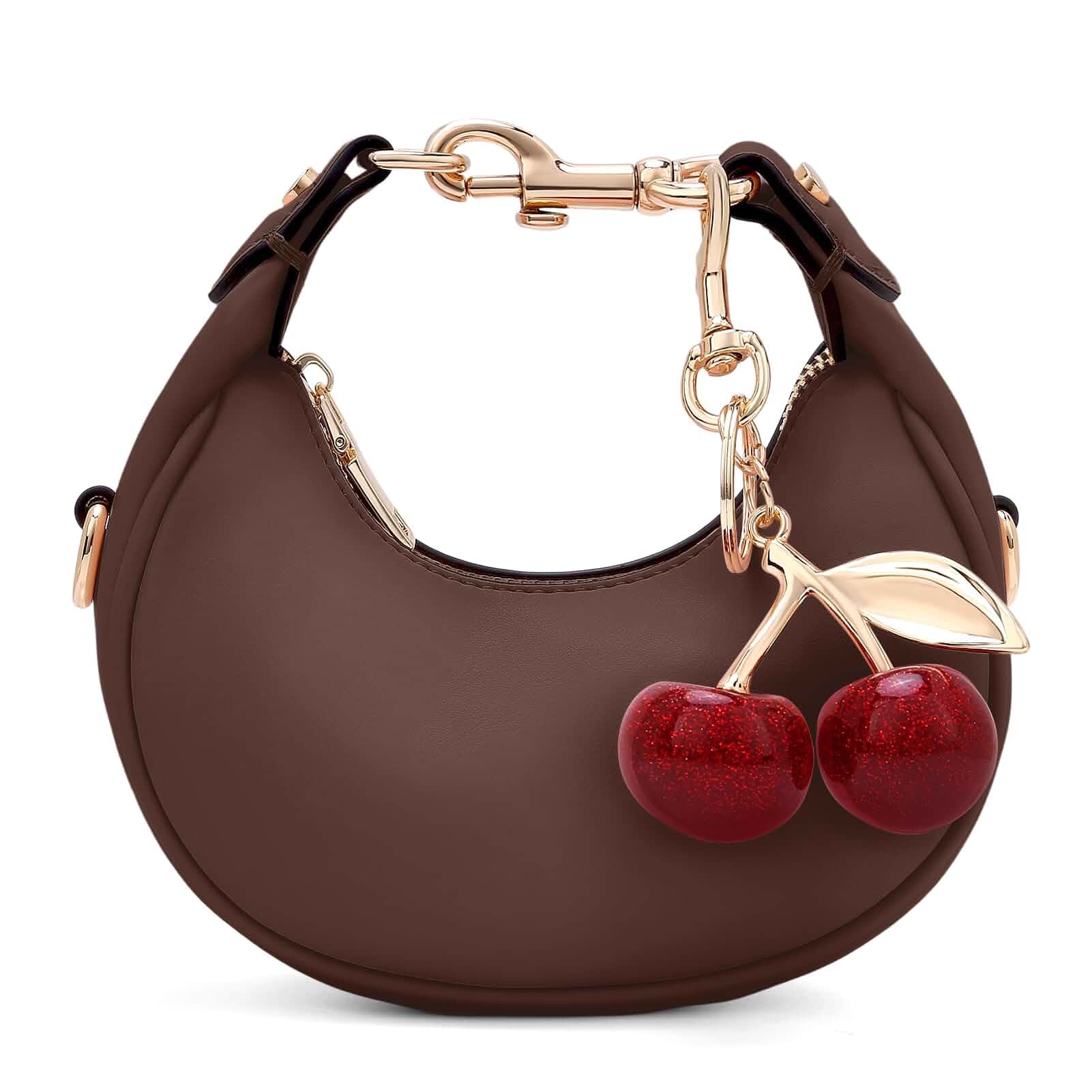 JQWSVE Small Top Handle Bags for Women Mini Purses Cute Ladies Handbags Crescent Mini Crossbody Bags with Cherry