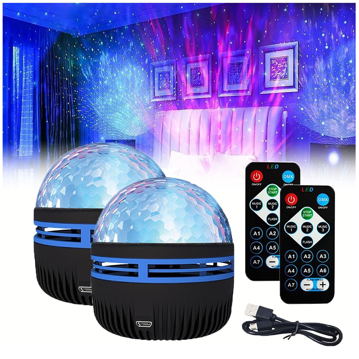 Gionar Light 2 In 1 Northern S And Ocean Wave Projector With 14 Effects,Northern S Ocean Wave Projector ,Northern S Projector,Aurora Borealis Projector,Star Projector For Bedroom (2Pcs)