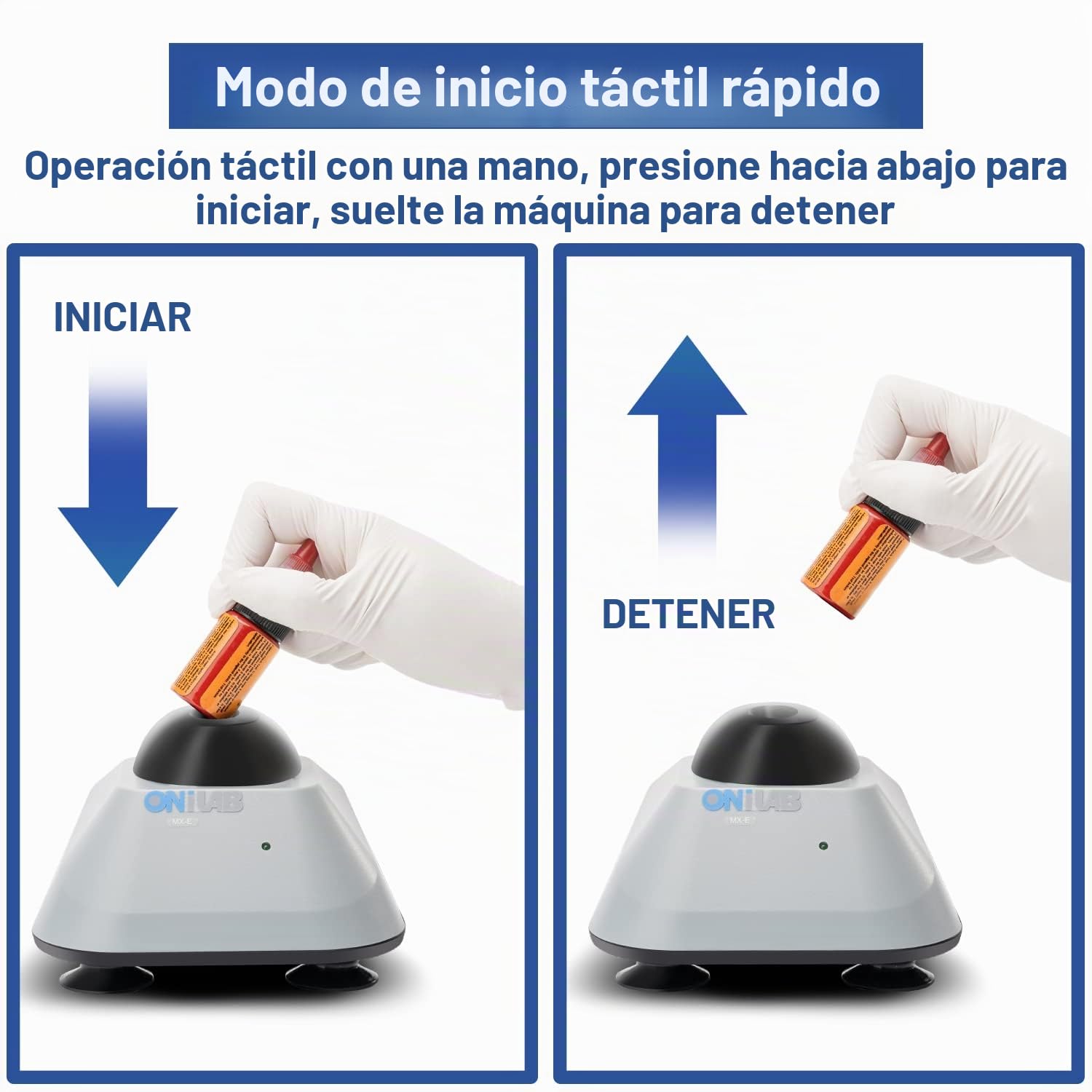 ONiLAB Mini batidora Vortex con función táctil, mezcla de laboratorio, esmalte de uñas, adhesivos para pestañas y pinturas acrílicas, laboratorio Vortex con base de fundición de aluminio, incluye 120