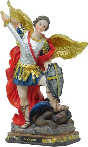 Miniatura 2 de Mrcjsales - Figura religiosa de resina del arcángel de San Miguel, decoración del hogar, regalo sagrado de 8 pulgadas de alto San Miguel