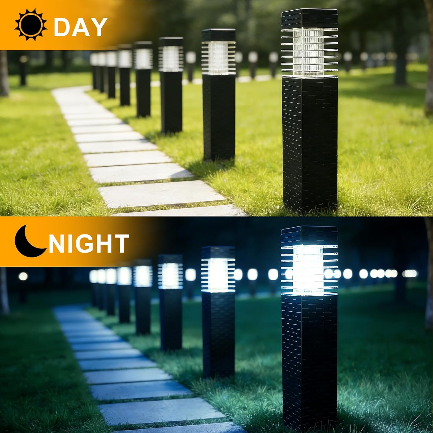 SUNNYPARK Solar Pathway Lights Outdoor, 8 Pack Rattan Pattern Solar Path Lights Waterproof, Outdoor LED Landscape Lights for Walkway, Driveway, Patio, Yard (Cool White)