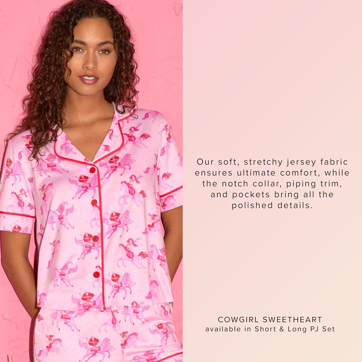 Room Service Womens Pajama Sets, Short Sleeve Soft Stretch Jersey Button Down Top with Pants 2 Piece Lounge Sets for Women - Image 5