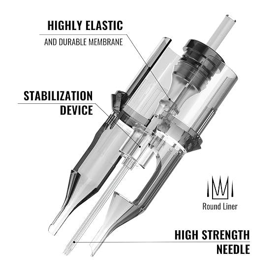 Wormhole Tattoo 20Pcs Tattoo Needles 7RL Disposable Tattoo Cartridge Needles Round Liner for Tattoo Gun Cartridge Machine Permanent Makeup (1007RL)