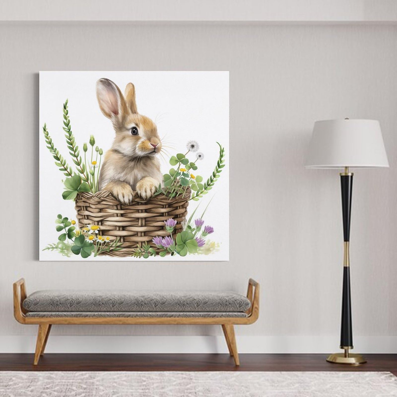 水彩壁絵watercolor“The Chilling Bunny Bunny” Bunny Watercolor Art Print – Easy Sunday Club