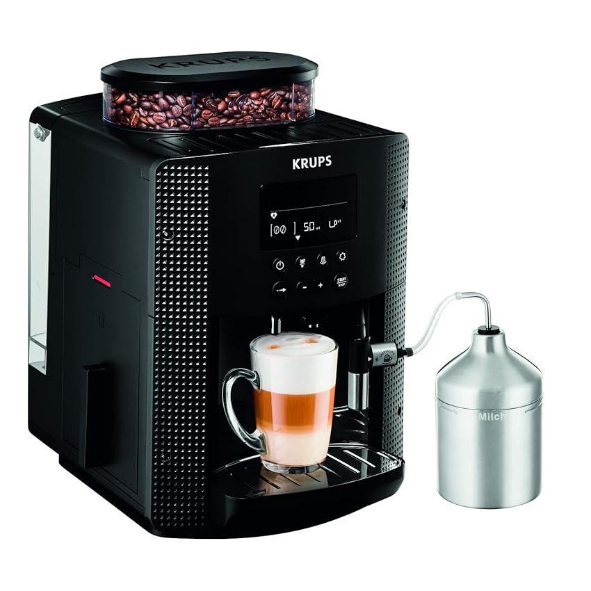 Krups Macchina da caffè completamente automatica (1,8 l, 15 bar, display LCD, sistema cappuccino automatico) Zobel