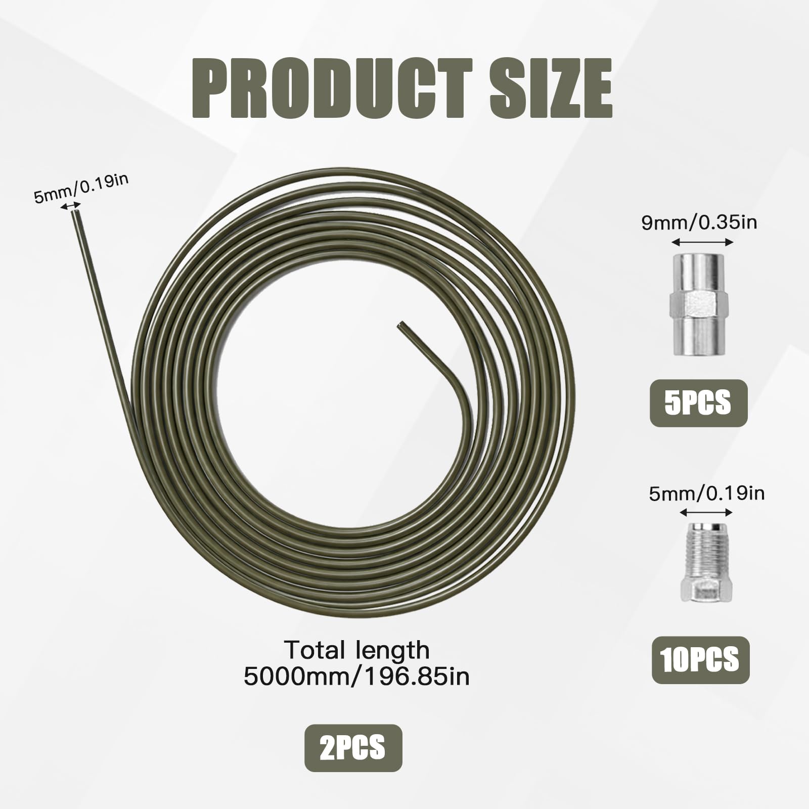 Kit Tubo Freno 10m Ø 4,75mm - Tubo Freno in Acciaio Ramato DIN 74 234 con 10 Raccordi e 5 Connettori M10x1 - Per Svasatura F, Anticorrosione e Alta Pressione per Ampia Gamma di Modelli Veicoli