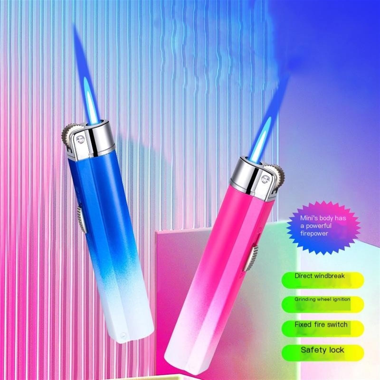 4 Accendini Antivento Ricaricabili - Fiamma Regolabile Fino A 1300°C, Lunghezza 15.7 Cm - Foto 4